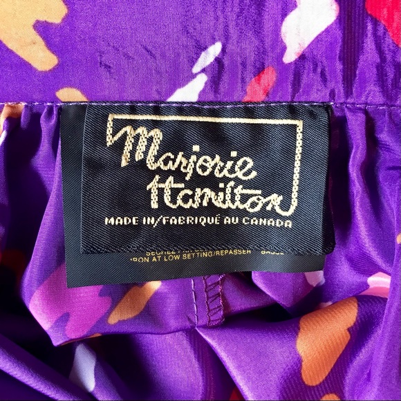 Vintage Purple Midi Skirt, Abstract Pattern, 1980s, Silky Fabric, Size 8 - Picture 4 of 8